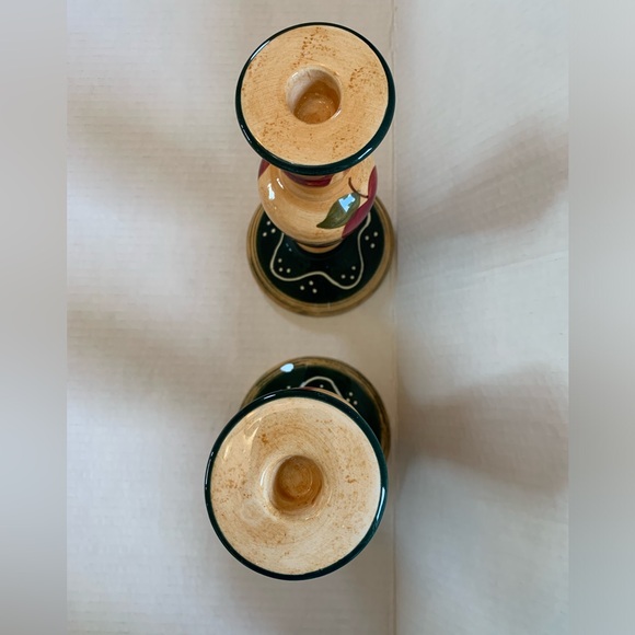 Ceramic Apple Candle Stick Holders Set of 2 Country Cottage Kitchen - Picture 4 of 8